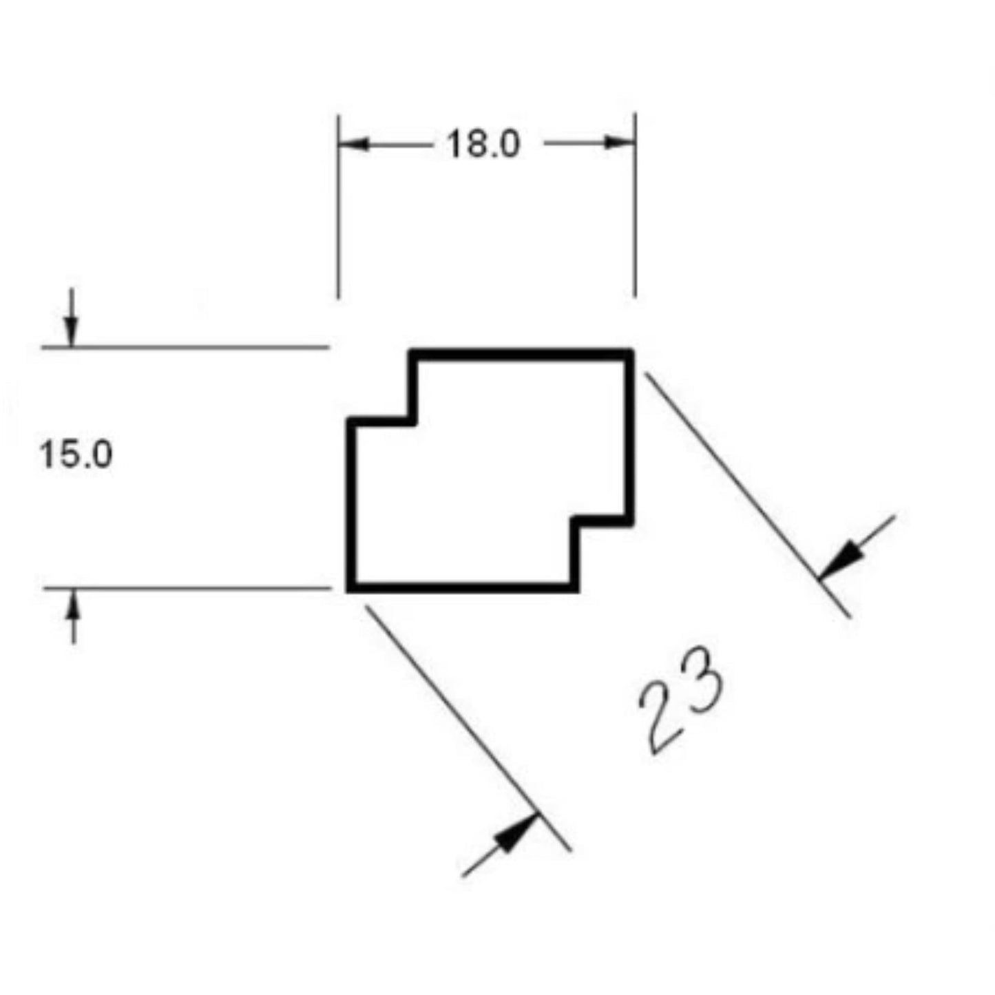 Hjørne/taklist i or, osp eller varmebehandlet osp - 15x18mm - Lengde 2,4m - Badstugutta