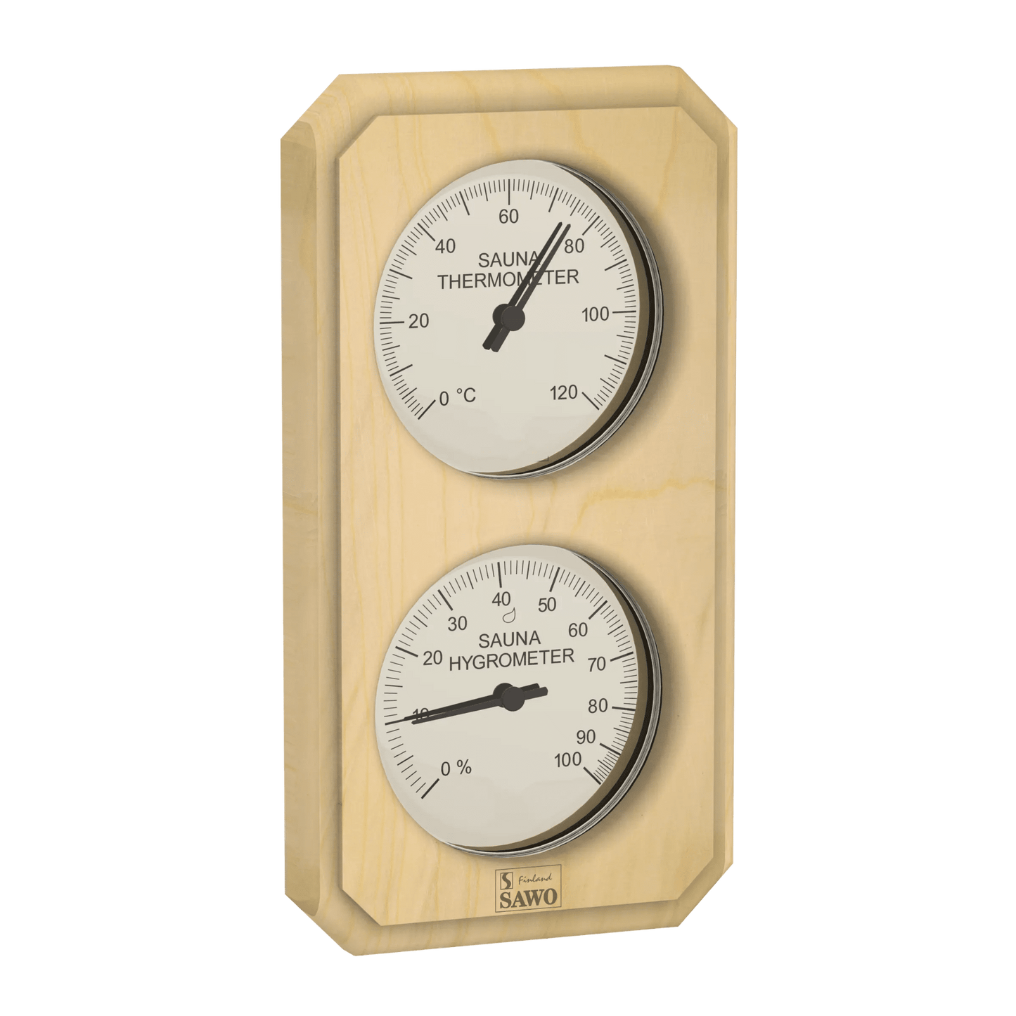 Termometer & Hygrometer til badstu - Vertikal: Osp, furu, sedertre - Badstugutta