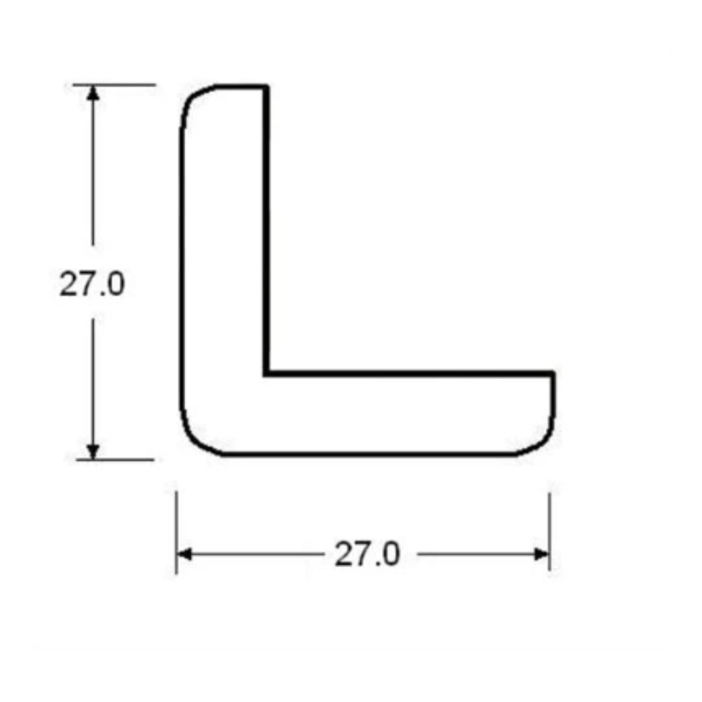 Ytre hjørnelist i or, osp eller varmebehandlet osp - 27x27mm - Lengde 2,4m - Badstugutta