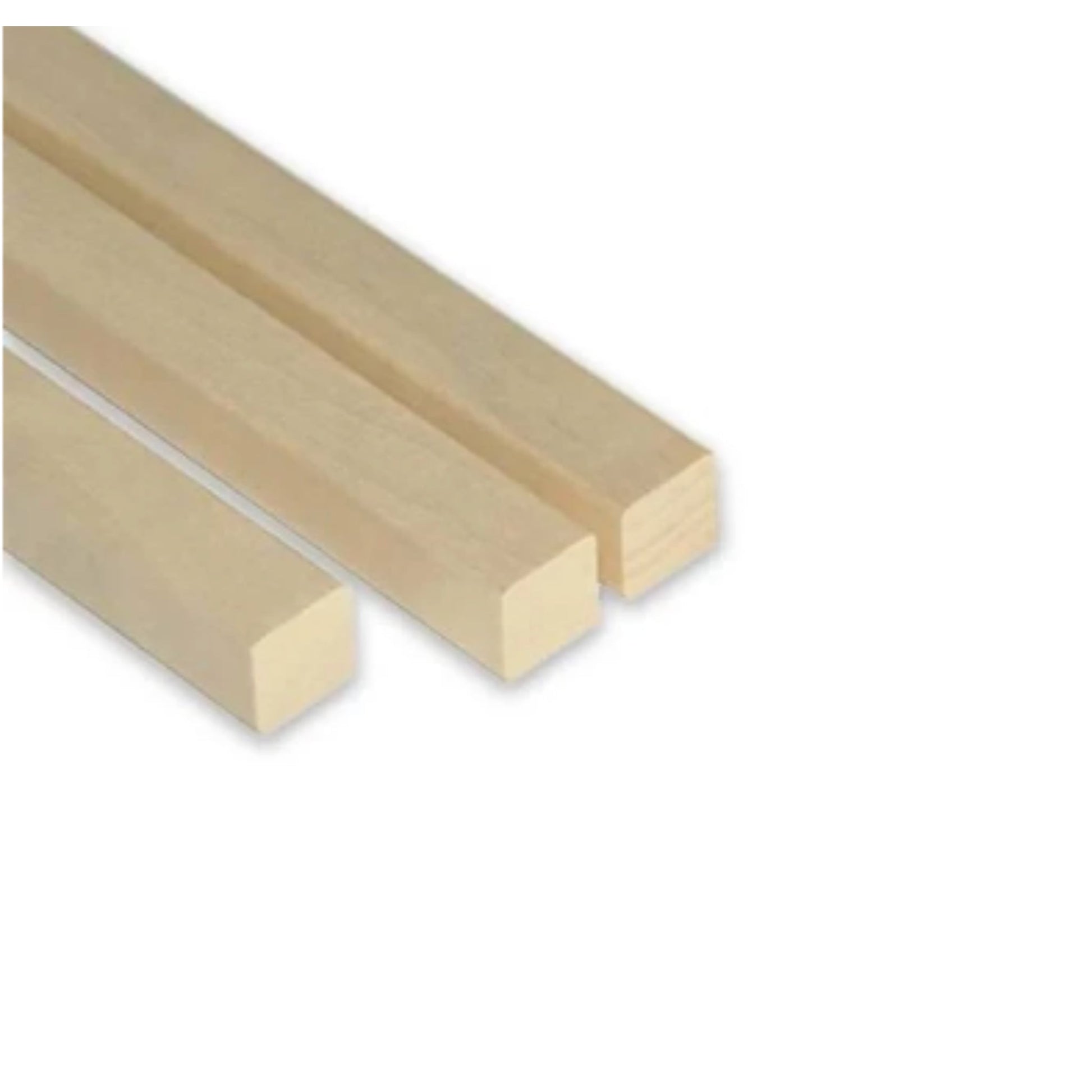 Firkantet list med runde hjørner i or, osp eller varmebehandlet osp - 21x21mm - Lengde 2,4m - Badstugutta