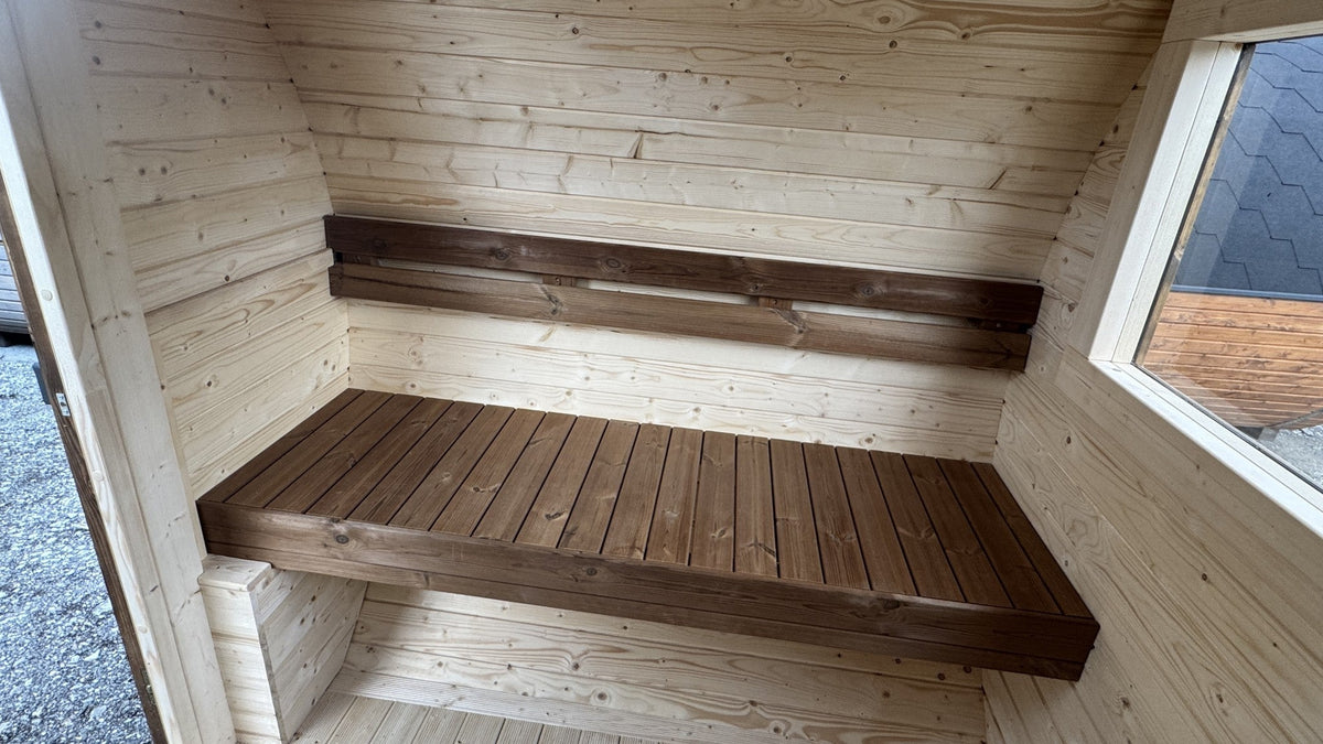 Smokin'Barrel 2 m | Lagervare | Transparent brun med vindu - Badstugutta