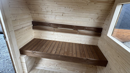 Smokin'Barrel 2 m | Lagervare | Transparent brun med vindu - Badstugutta