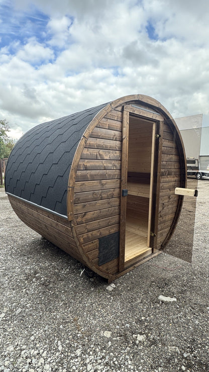 Smokin'Barrel 2 m | Lagervare | Transparent brun med vindu - Badstugutta