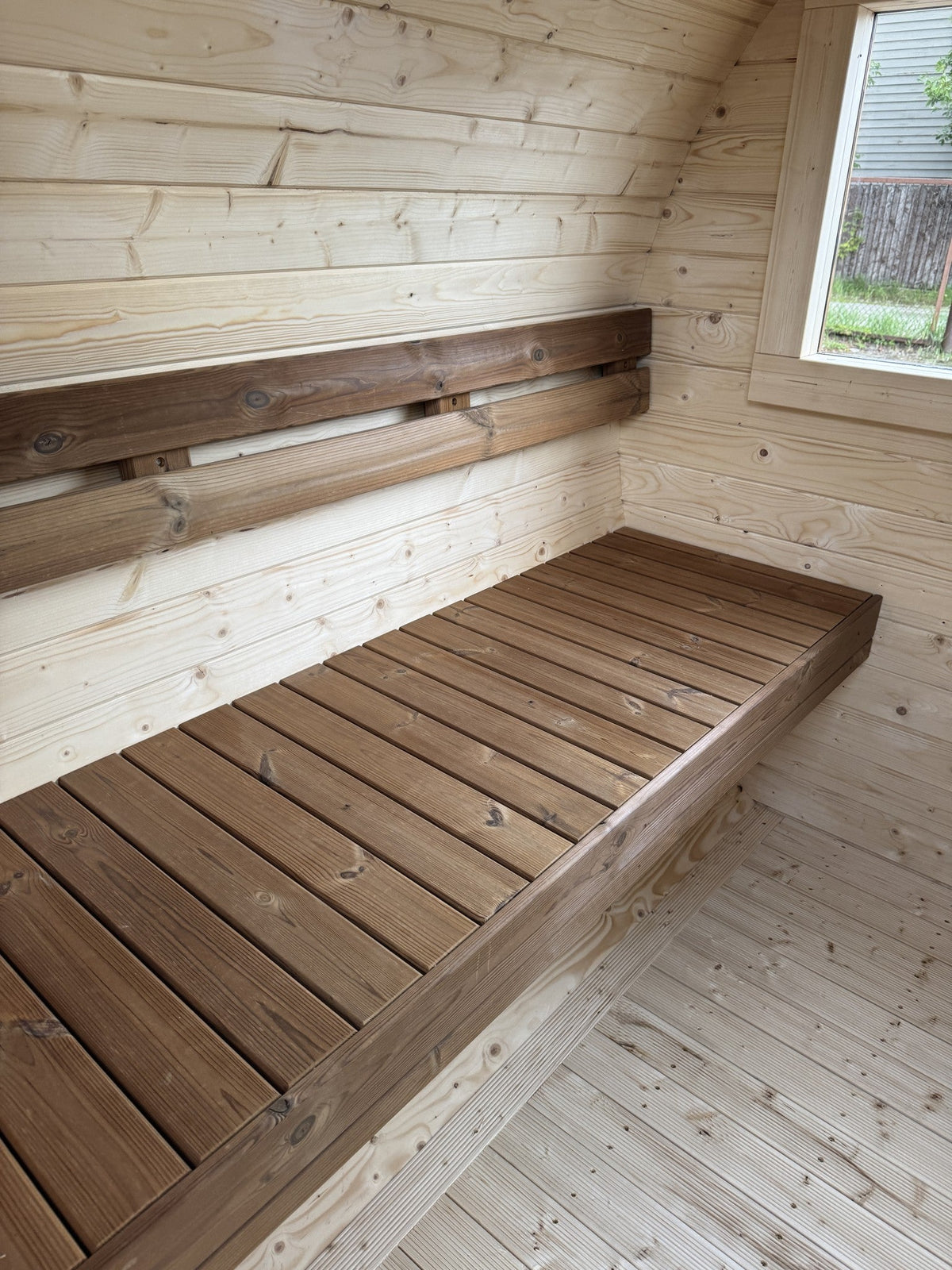Smokin'Barrel 2 m | Lagervare | Transparent brun med vindu - Badstugutta