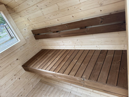 Smokin'Barrel 2 m | Lagervare | Transparent brun med vindu - Badstugutta