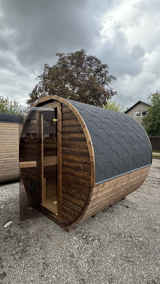 Smokin'Barrel 2 m | Lagervare | Transparent brun med vindu - Badstugutta