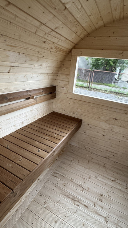 Smokin'Barrel 2 m | Lagervare | Transparent brun med vindu - Badstugutta