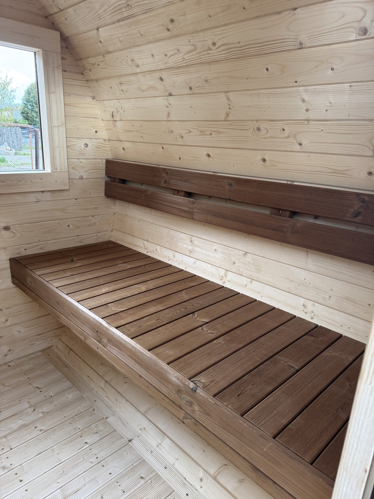 Smokin'Barrel 2 m | Lagervare | Transparent brun med vindu - Badstugutta