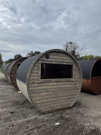 Smokin'Barrel 2 m | Lagervare | Transparent grå med vindu - Badstugutta
