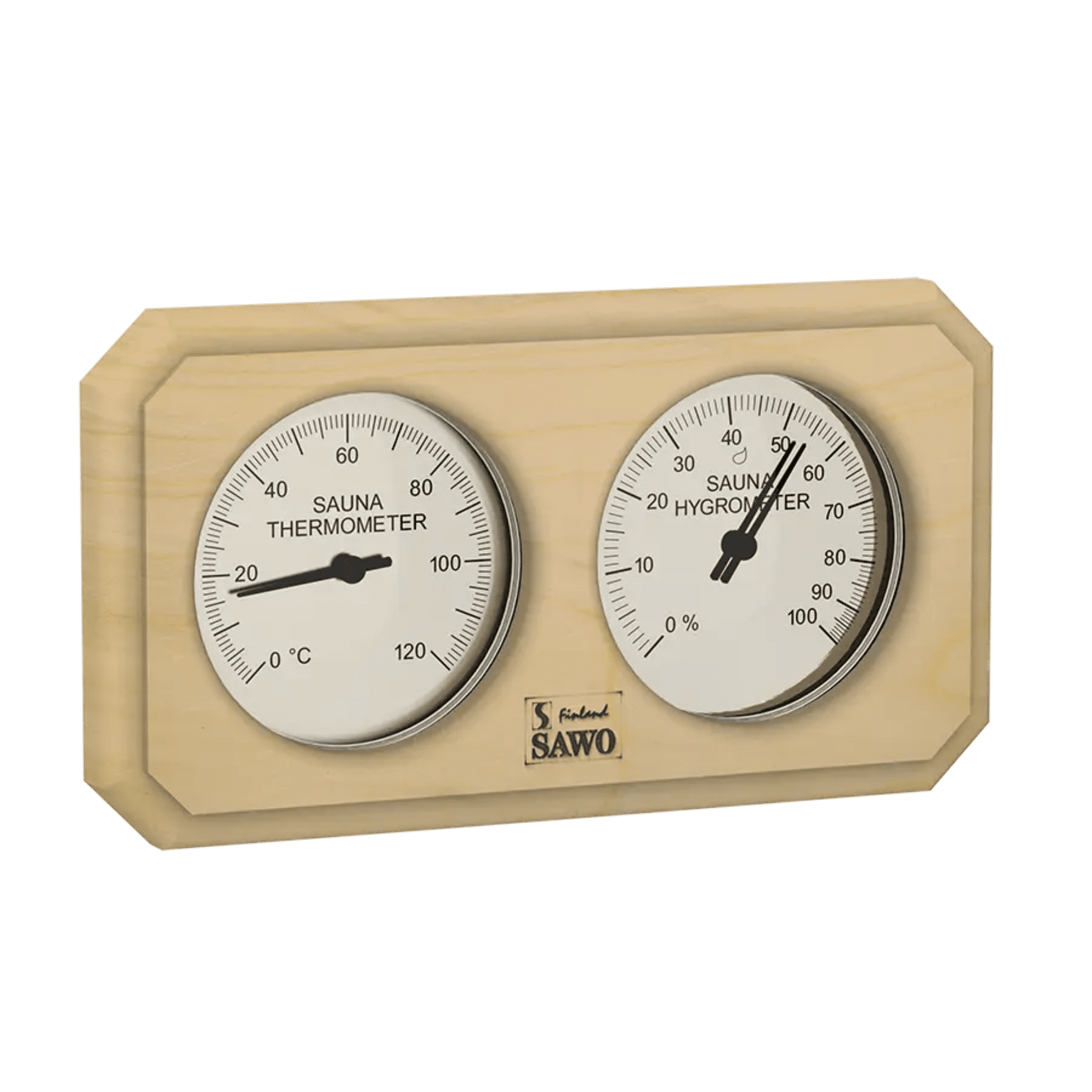 Termometer & Hygrometer til badstu - Horisontal: Osp, furu, sedertre - Badstugutta