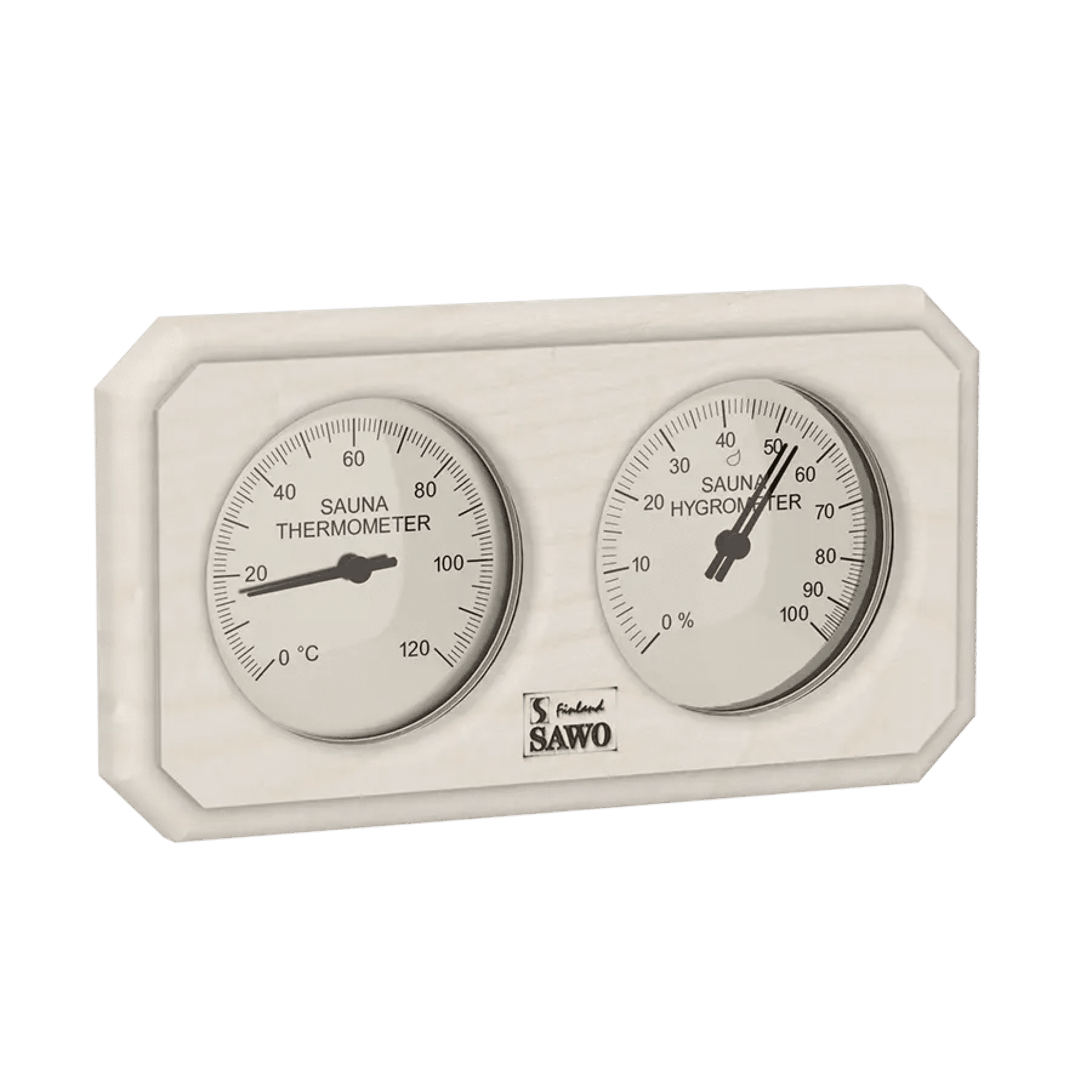 Termometer & Hygrometer til badstu - Horisontal: Osp, furu, sedertre - Badstugutta