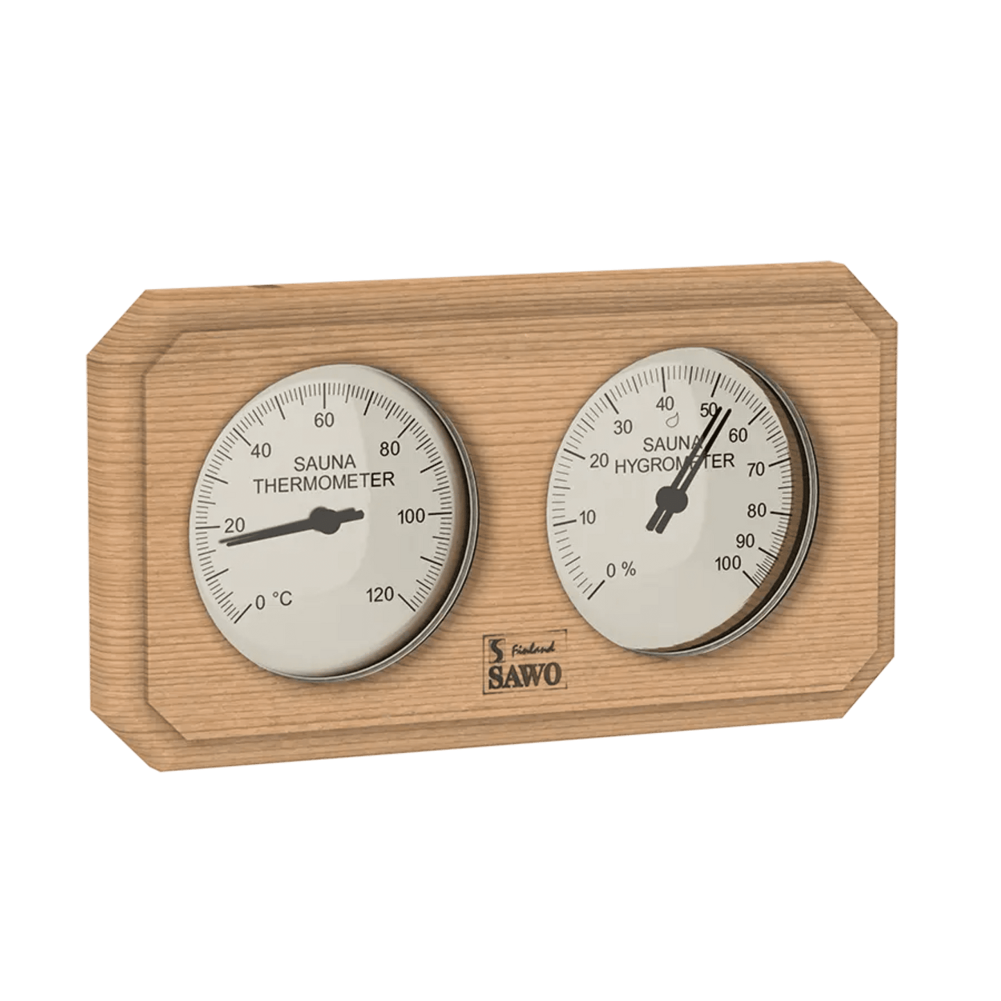 Termometer & Hygrometer til badstu - Horisontal: Osp, furu, sedertre - Badstugutta