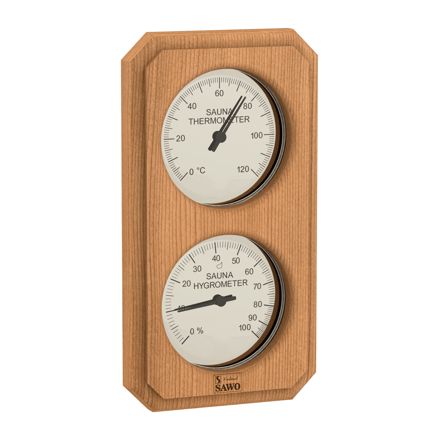 Termometer & Hygrometer til badstu - Vertikal: Osp, furu, sedertre - Badstugutta