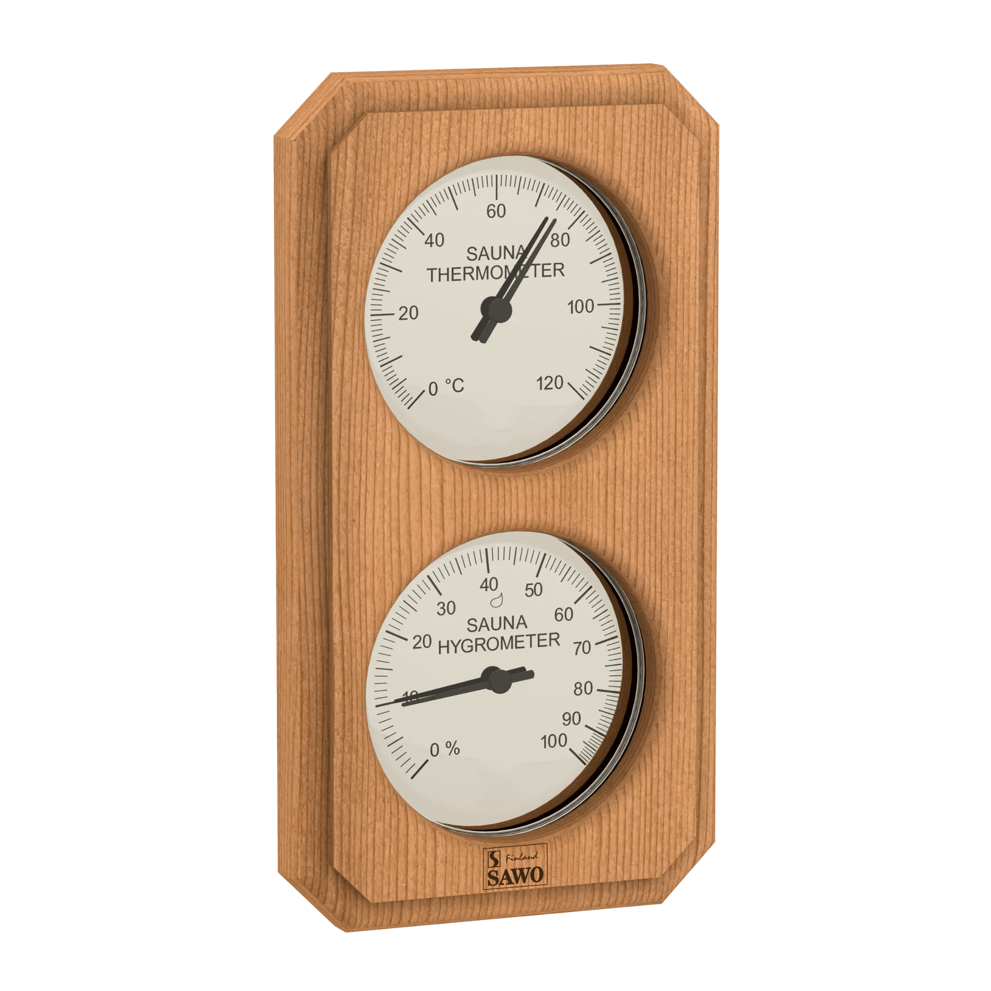 Termometer & Hygrometer til badstu - Vertikal: Osp, furu, sedertre - Badstugutta