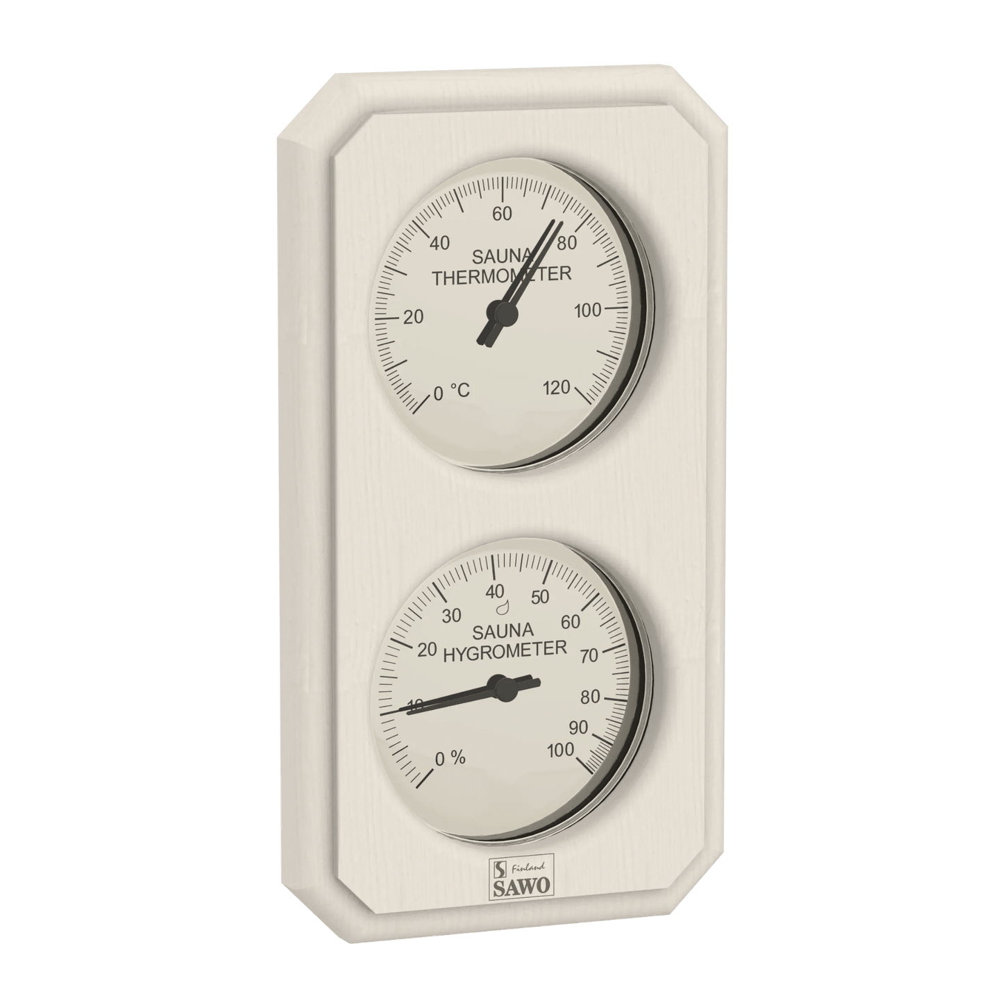 Termometer & Hygrometer til badstu - Vertikal: Osp, furu, sedertre - Badstugutta