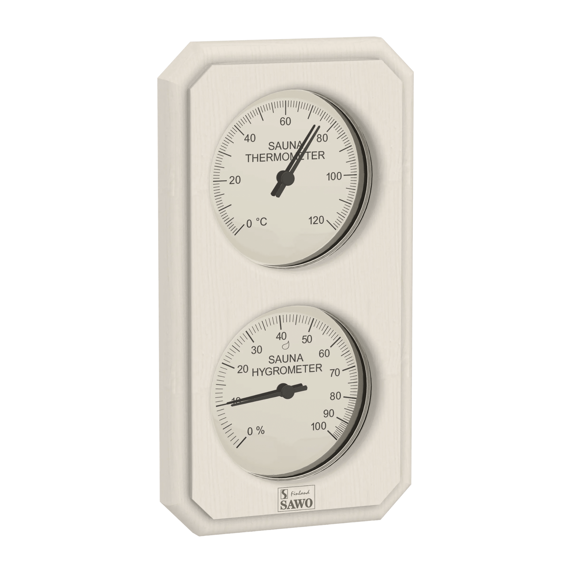 Termometer & Hygrometer til badstu - Vertikal: Osp, furu, sedertre - Badstugutta