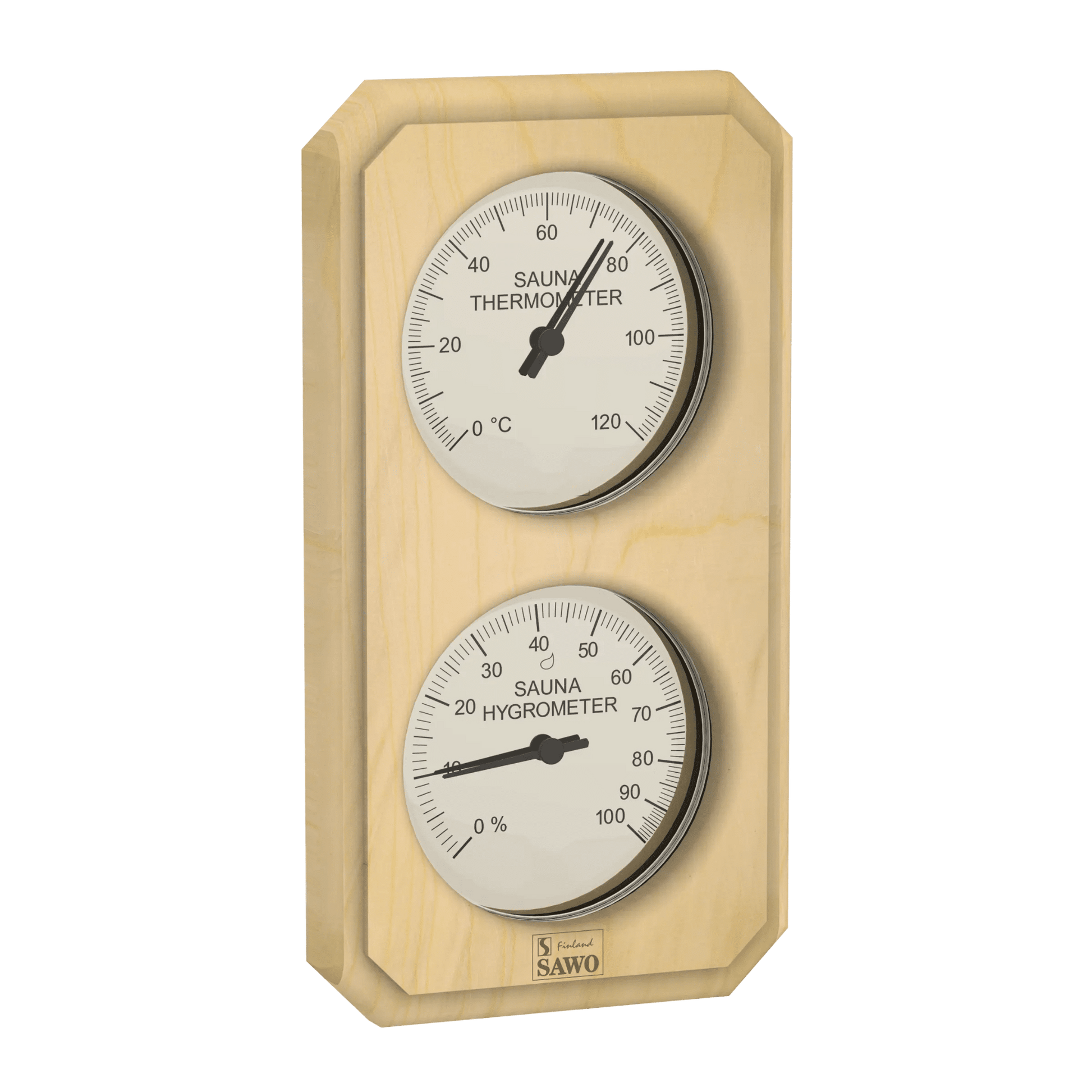 Termometer & Hygrometer til badstu - Vertikal: Osp, furu, sedertre - Badstugutta